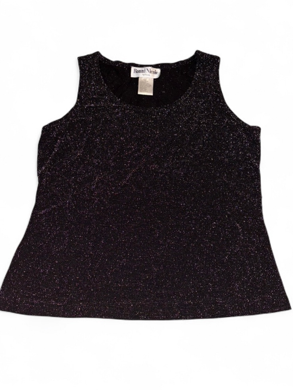 Ronnie Nicole By Ouida Vintage Black Shiny Tank Top Size Medium